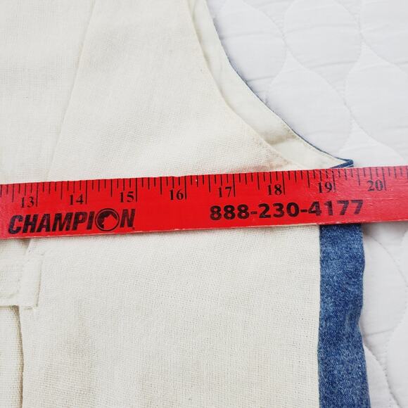 OO Designs 100% Cotton Western Style Vest Unisex Small Blue Denim Embroiled Rare - Picture 10 of 12